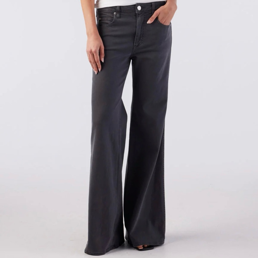AMO BNWT Elizabeth Flare Wide-Leg Jeans in Charcoal / Pewter